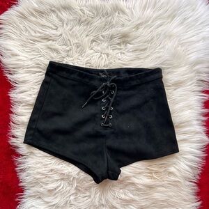 Forever 21 Black High Waist Lace-Up Shorts